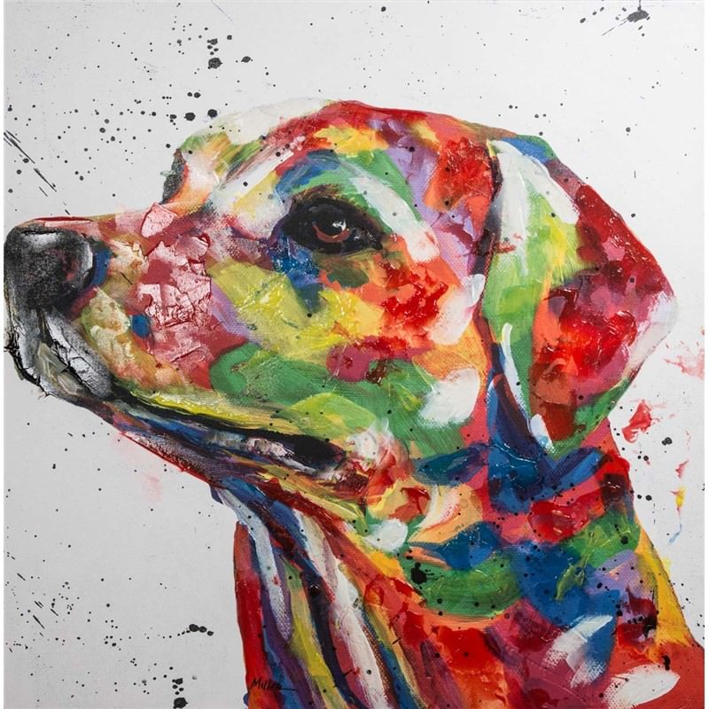 Hand Embellished Giclee Canvas Wall Art Bright Labrador by Tracey Miller
