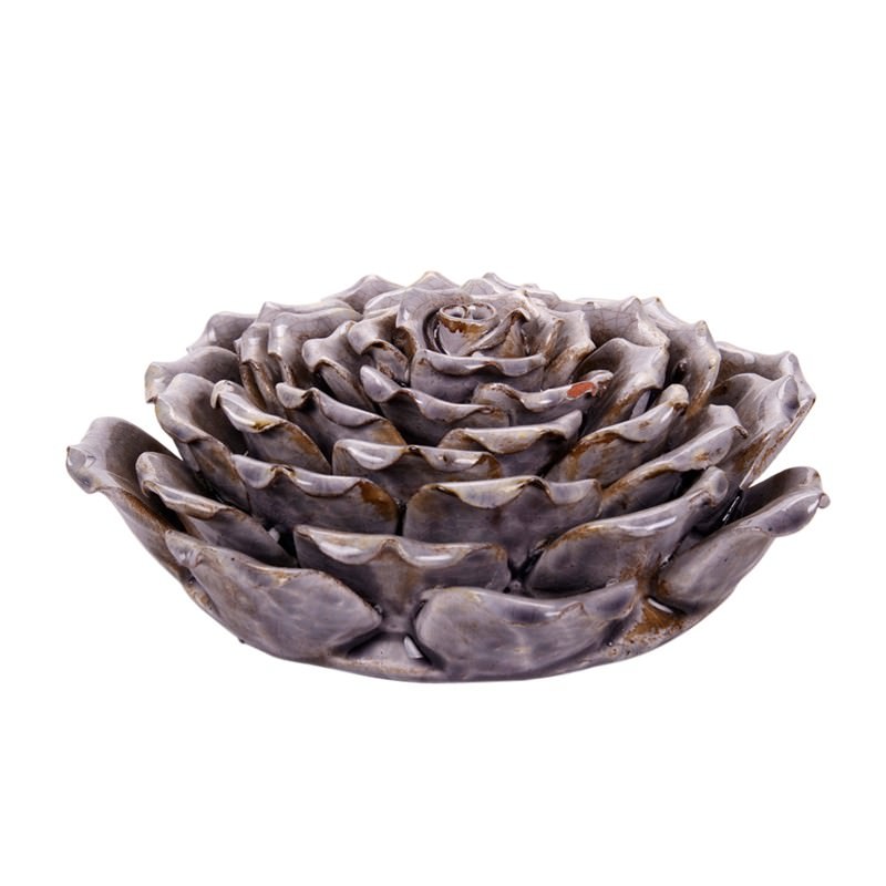 Renee Glazed Terracotta Flower Wall Decor Small Grey