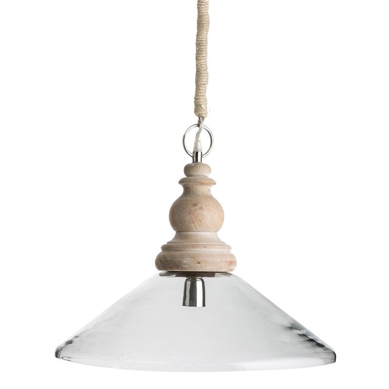 Conical Timber and Glass Cone Pendant Light
