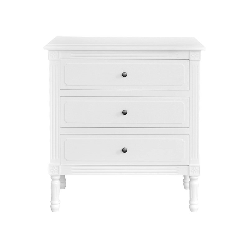 Flinders Birch Timber Bedside Table Round Knob Large Matt White