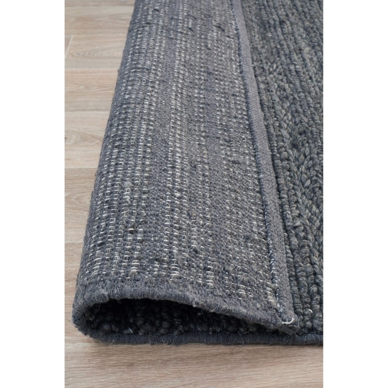 Harvest Handwoven Wool Rug, 190x280cm, Charcoal