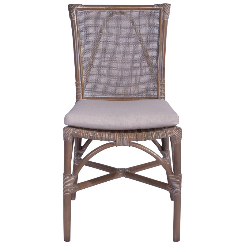 Wendell Rattan Dining Chair, Grey Wash
