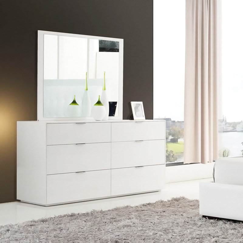 Kleid 6 Drawer Dressing Table With Mirror Gloss White