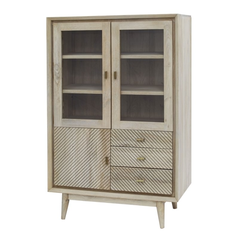 Allura Mango Wood 3 Door 3 Drawer Display Cabinet
