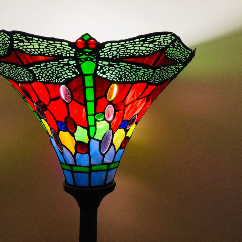 Thora Tiffany Stained Glass Uplight Floor Lamp, Medium