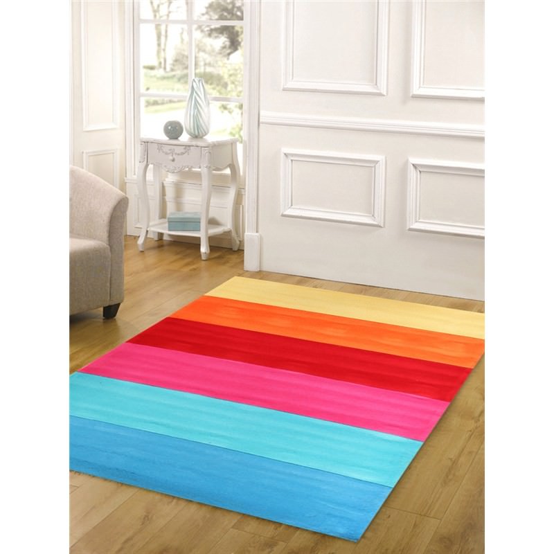 Rainbow Kids Rug In Pink And Red 165x115cm