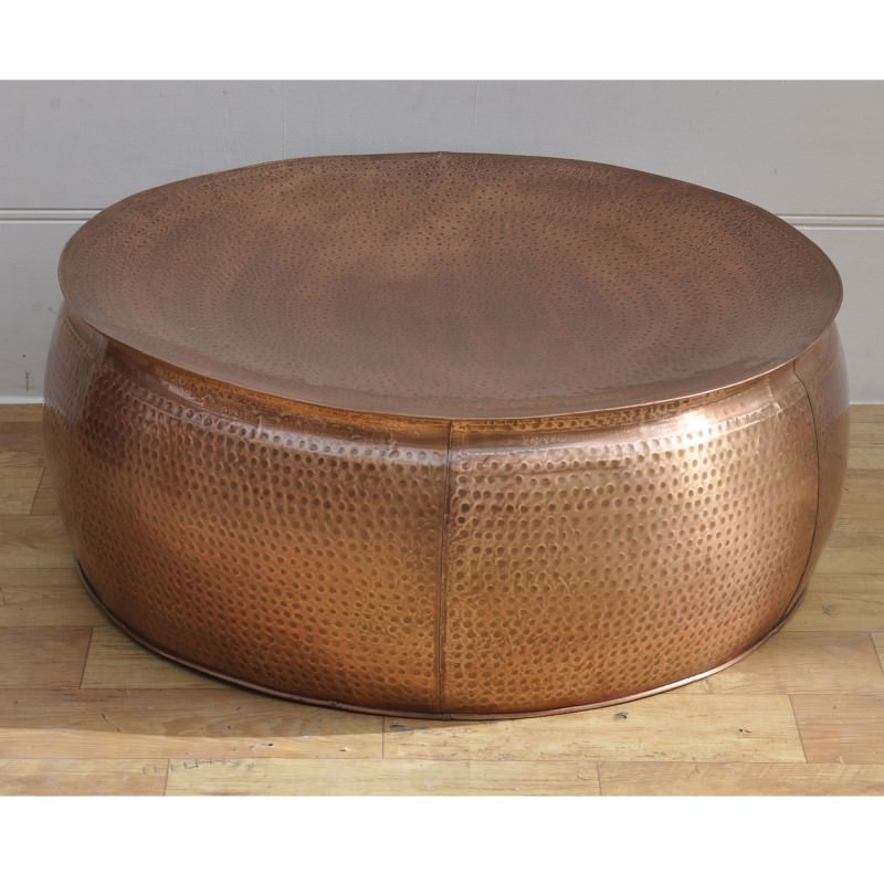 Zoumi Hammered Iron Round Coffee Table, 82cm, Copper