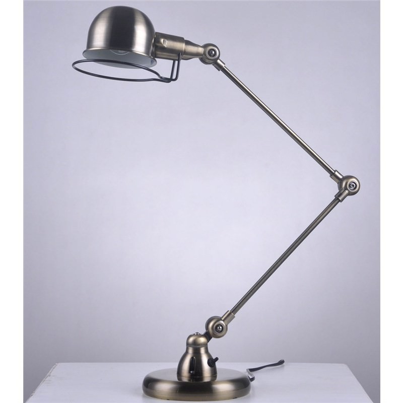 Vintage Stainless Steel Table Lamp in Antique Brass
