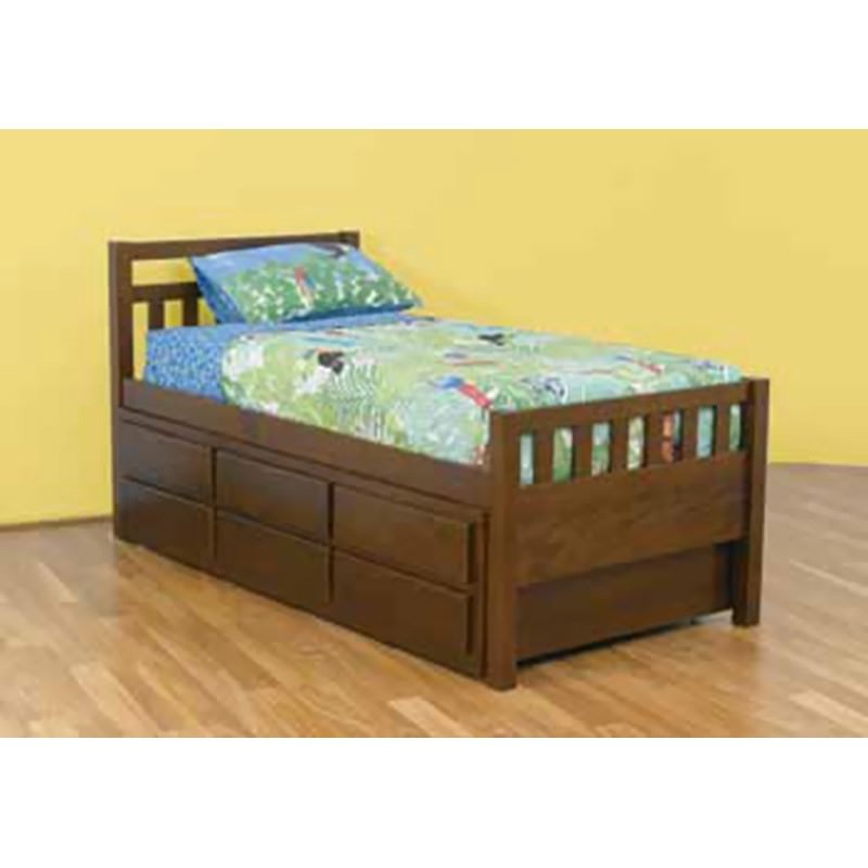 Kruz Wooden Captain Bed With Trundle Storage Drawers King