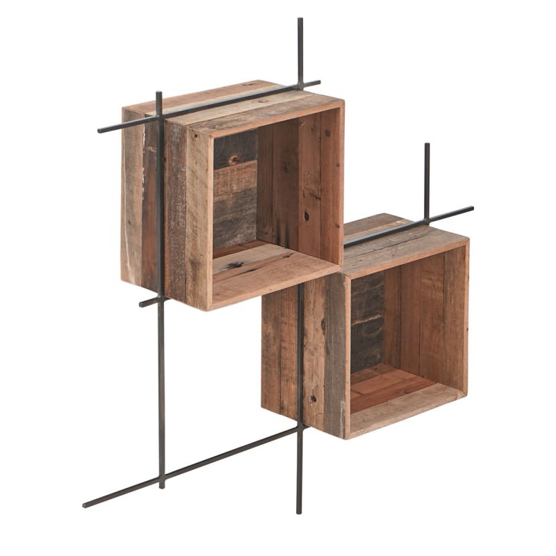 Sublime Commercial Grade Recycled Timber Iron Wall Shelf Small