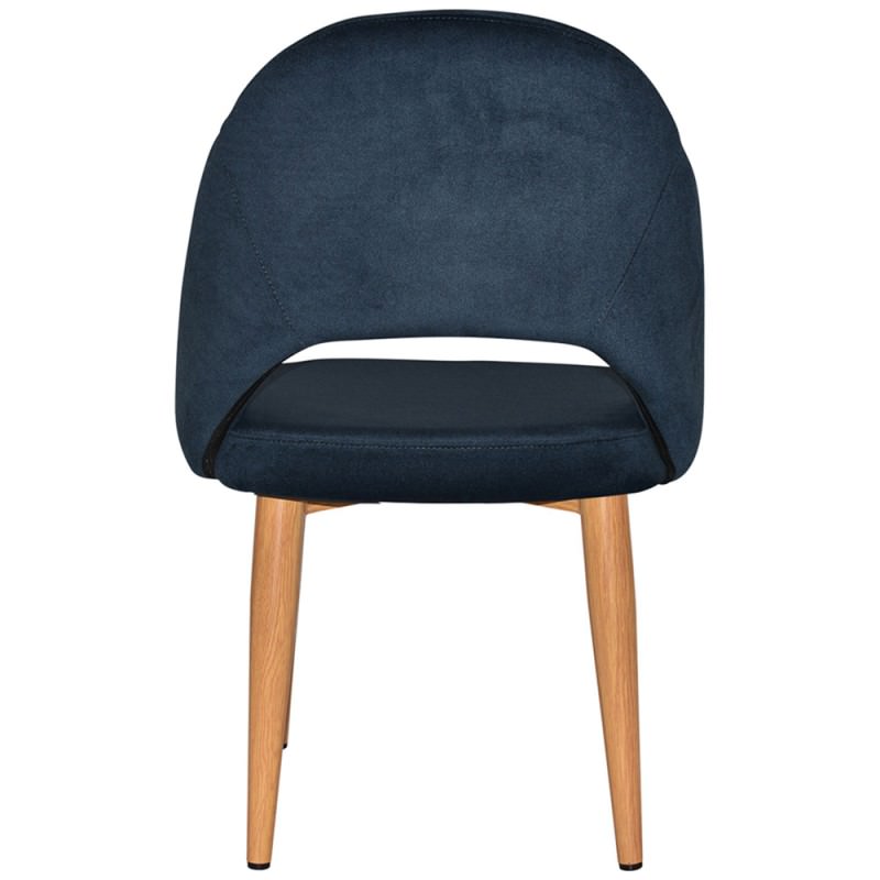 Chevron Commercial Grade Regis Fabric Dining Chair, Metal Leg, Navy
