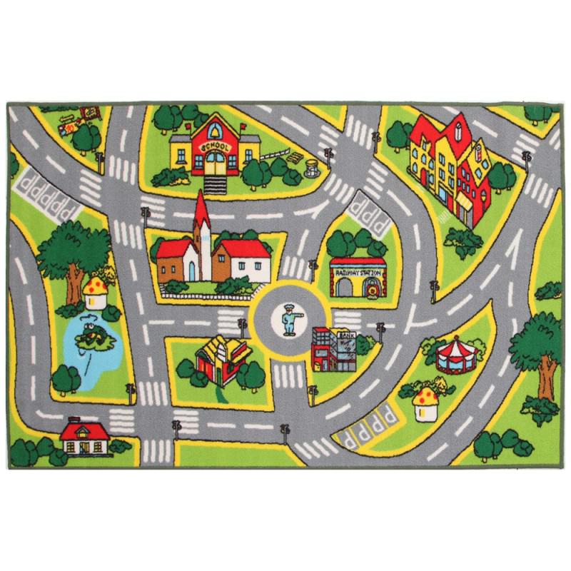 Town Centre Road Map Kids Rug, 133x200cm, Multi