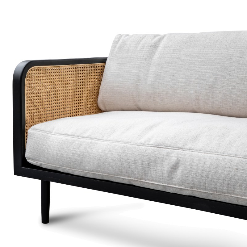 Keith Timber & Rattan Sofa, 3 Seater, Black