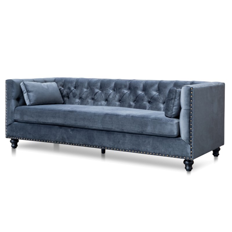 Berowra Velvet Fabric Sofa, 3 Seater, Cosmic Grey
