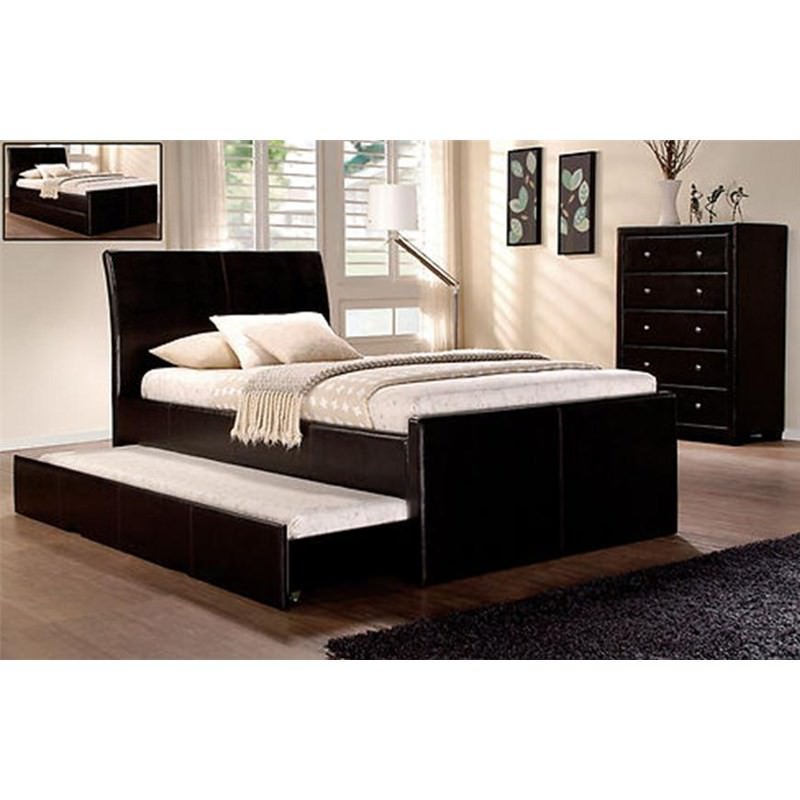 New Lecca King Single Pu Leather Bed In Black With Matching