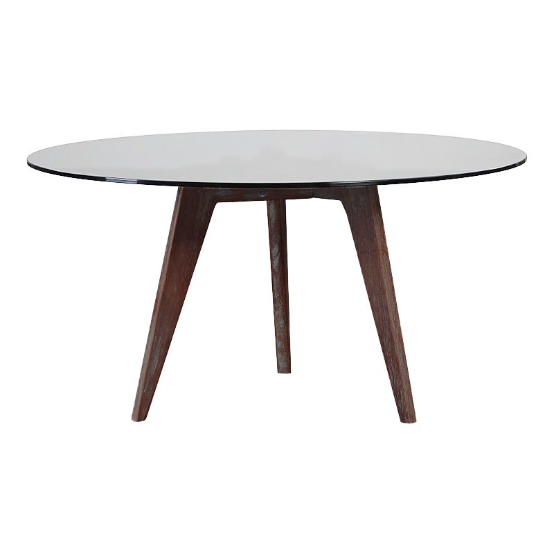 Lilo Glass Topped Timber Round Coffee Table, 80cm