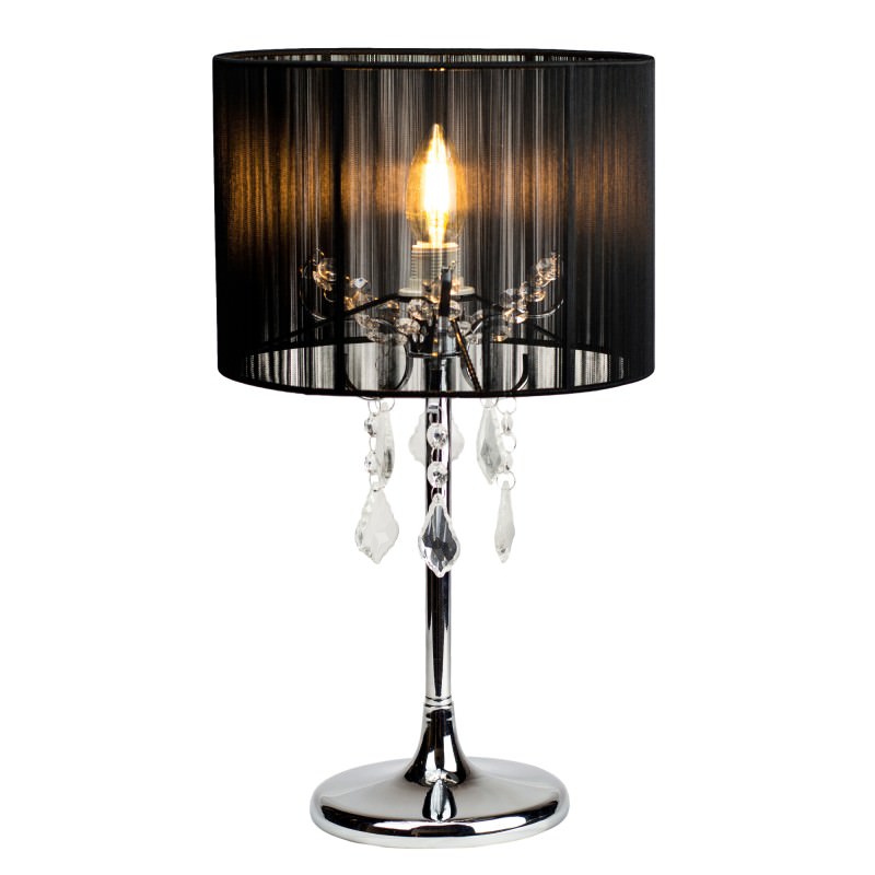 Paris Crystal Table Lamp, Black