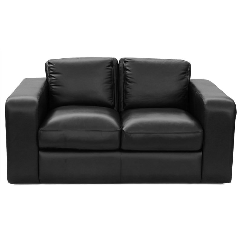 Johnson Genuine Leather 2 Seater Sofa, Black