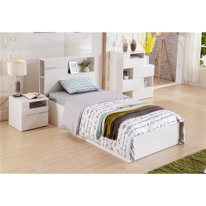 Elaine King Single Bed with Gaslift Storage and End Drawer