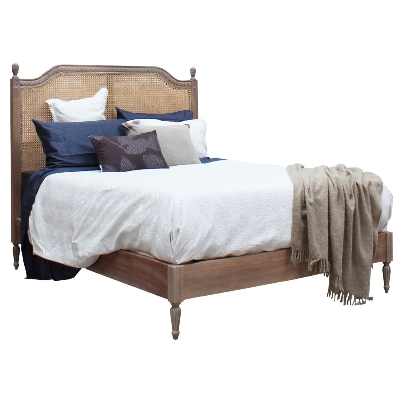lapalisse handcrafted mind wood rattan bed queen weathered oak