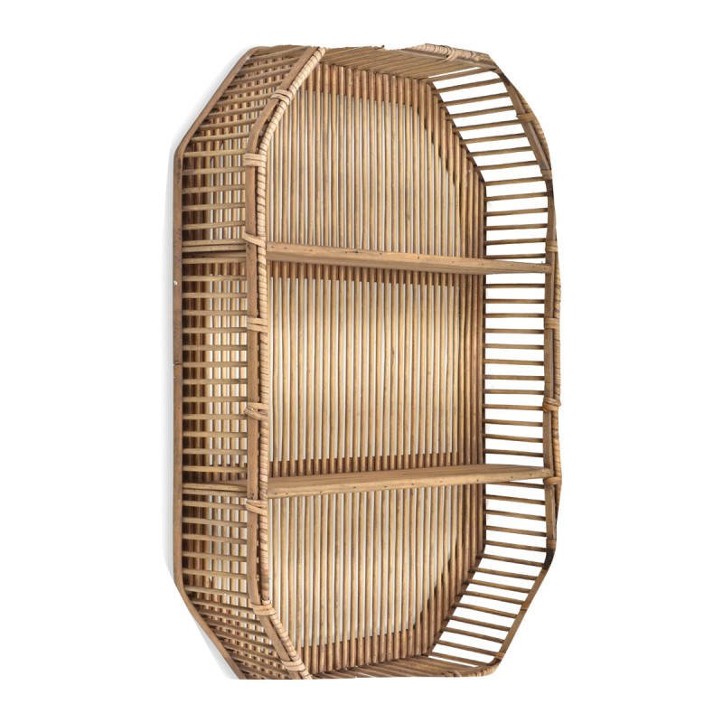 Royena Bamboo Rattan Wall Shelf, Octagon