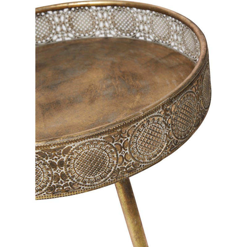 Kassine Metal Filigree Tray Top Side Table, Medium, Antique Gold
