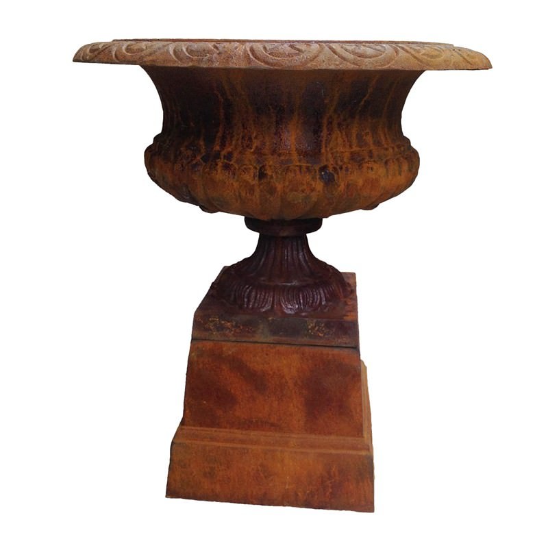Patio Cast Iron Garden Urn - Rust