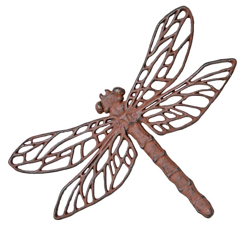 Dragonfly Cast Iron Garden Wall Decor Antique Rust