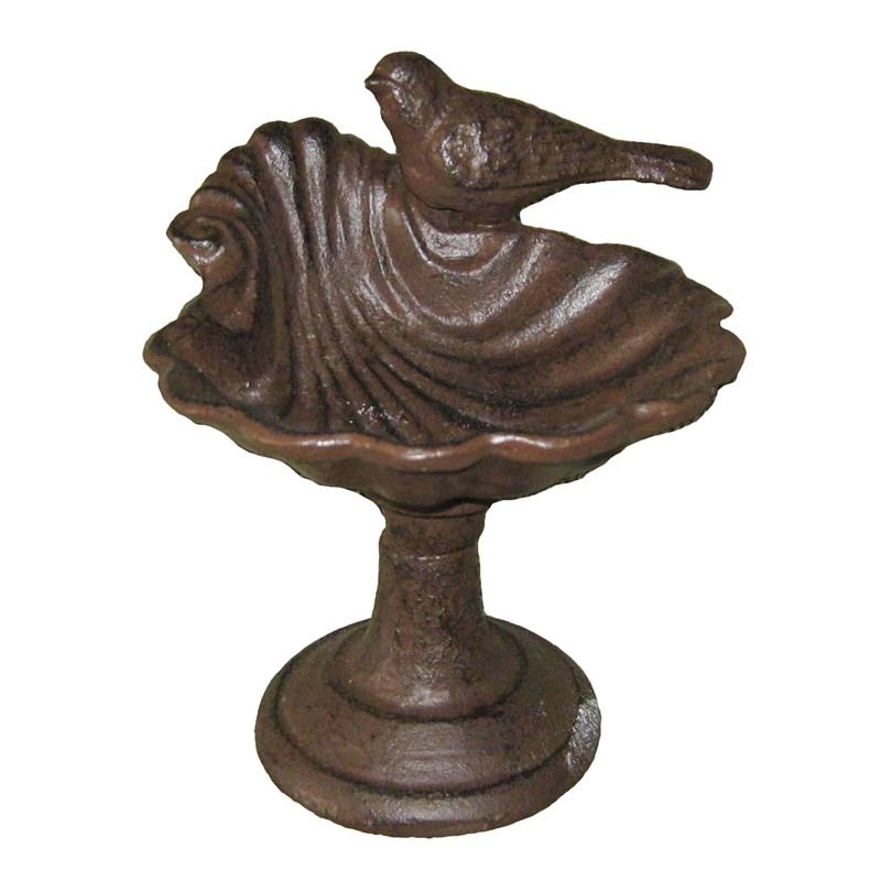 Bird On Shell Cast Iron Bird Bath Antique Rust