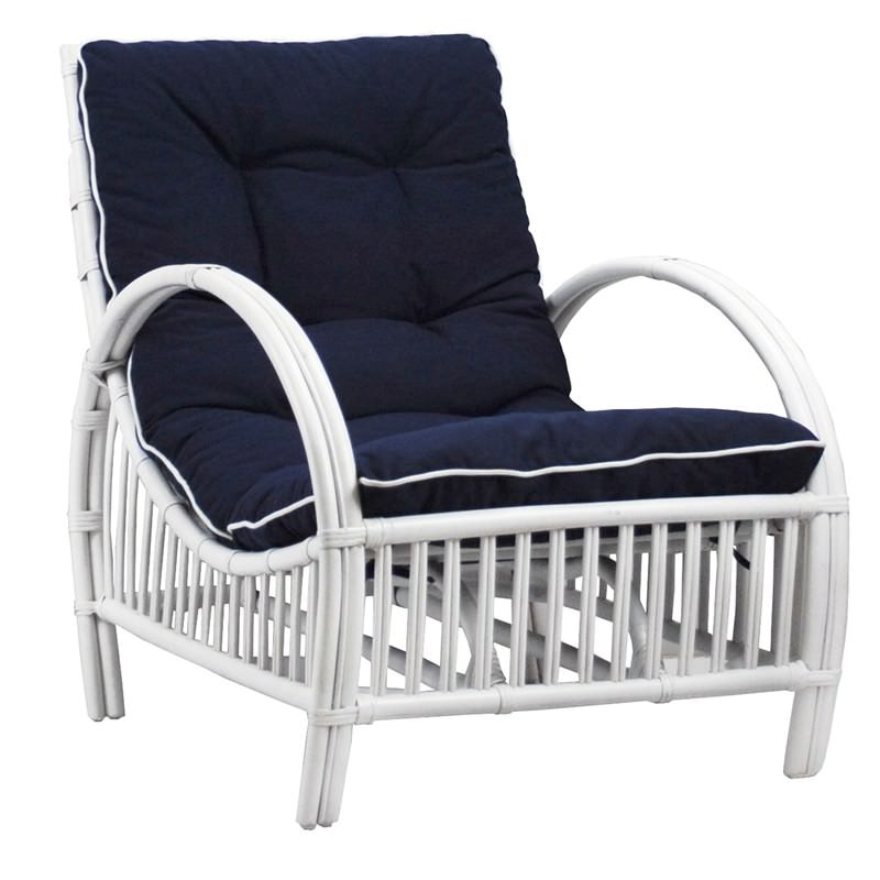 Sanibel Rattan Armchair with Cushion White/Navy