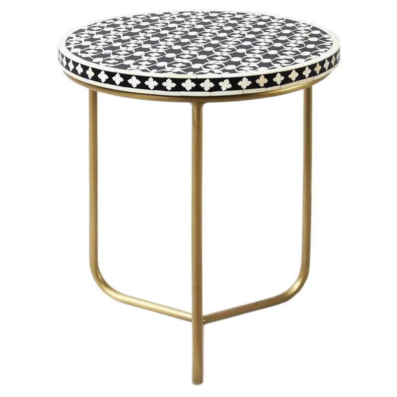Ines Bone Inlaid Top Round Side Table
