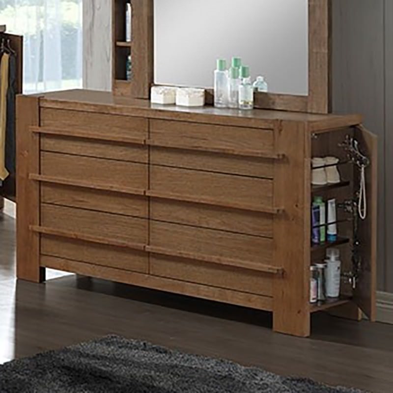 Sahara Rubberwood Timber 6 Drawer Dressing Table