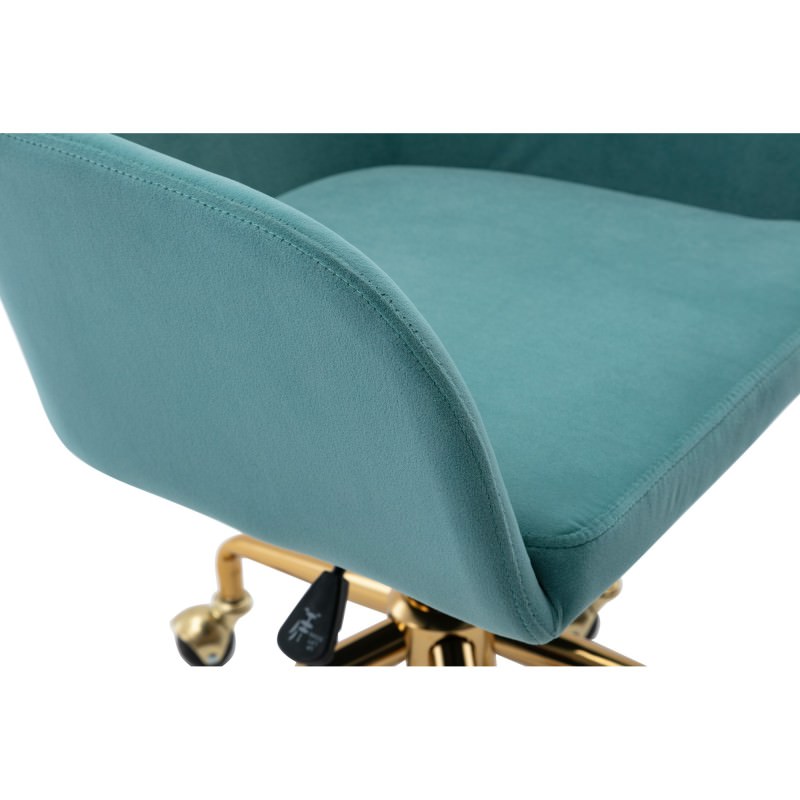 Caitlyn Velvet Fabric Office Chair, Teal / Gold