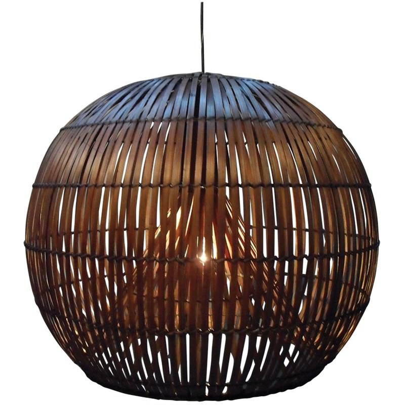 Satori 50cm Slatted Cane Dome pendant Dark Brown (Oriel Lighting)