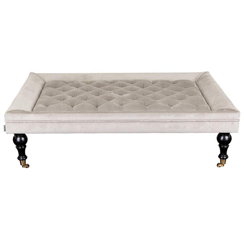 Rochelle Tufted Fabric Coffee Table / Ottoman, Grey Velvet