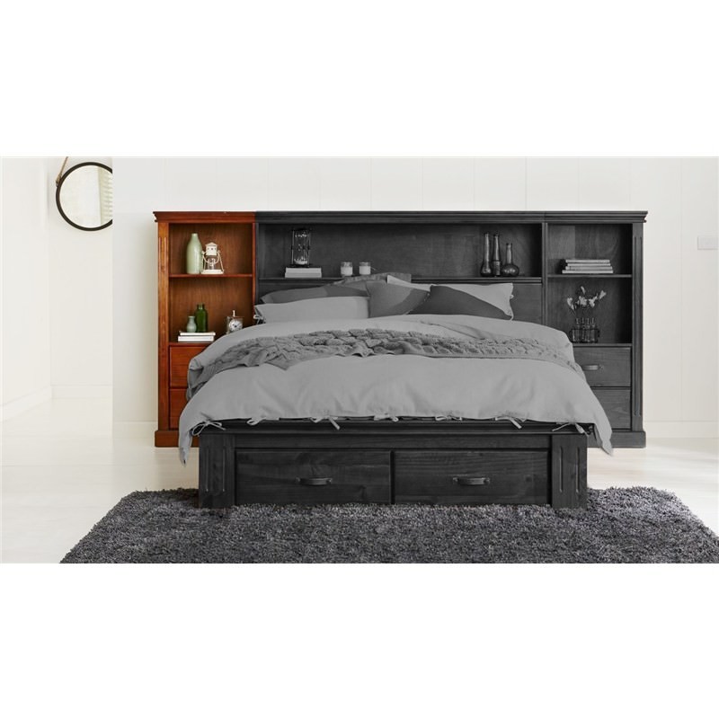 Timot Cabin Solid Pine Timber Left Side Bed Head Storage Unit