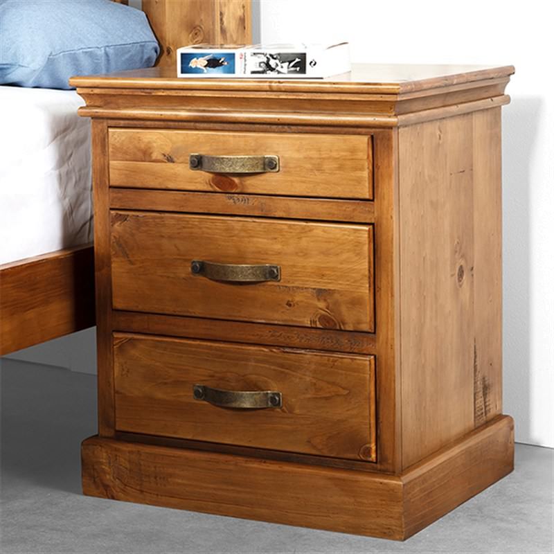 Kipling Solid Pine Timber 3 Drawer Bedside Table Light Oak Finish