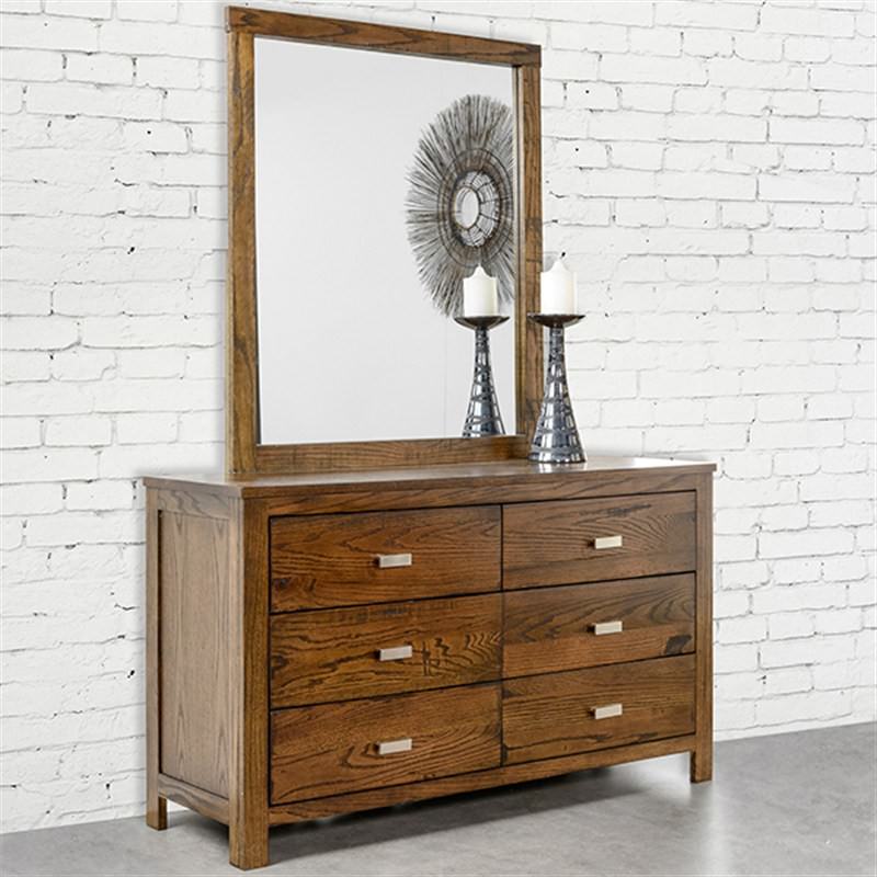 Memphis Solid Red Oak Timber 6 Drawer Dressing Table With Mirror