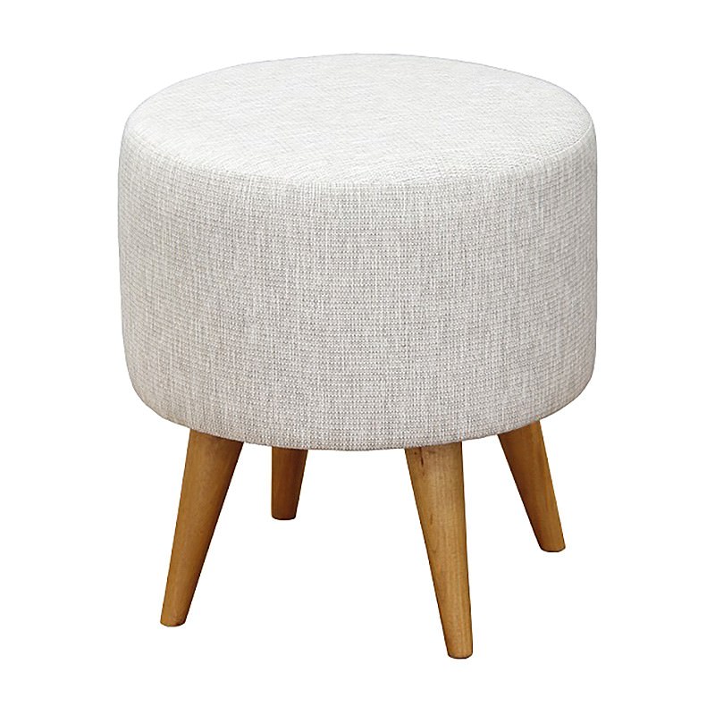Oxley Commercial Grade Cotton Fabric Round Ottoman Stool, Light Grey