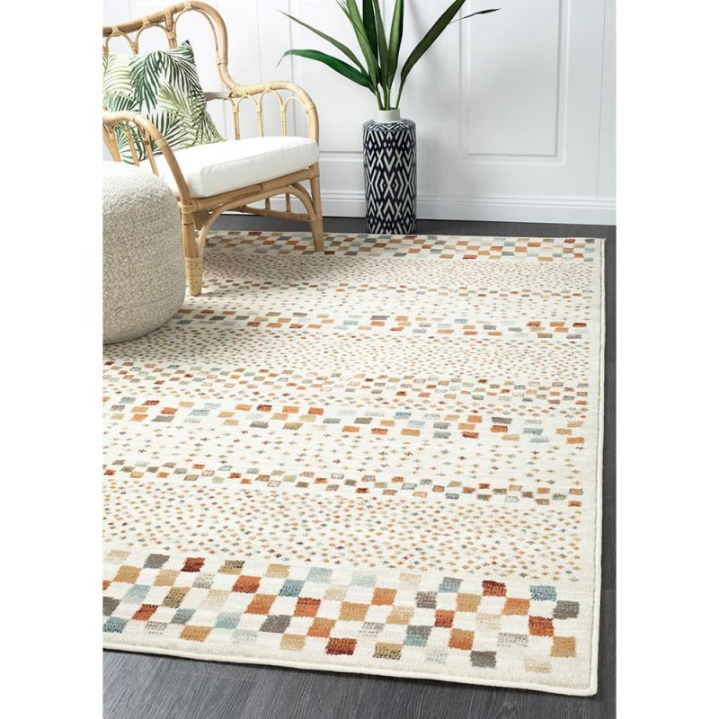Mayfair Squares Traditional Rug, 240x330cm, Bone