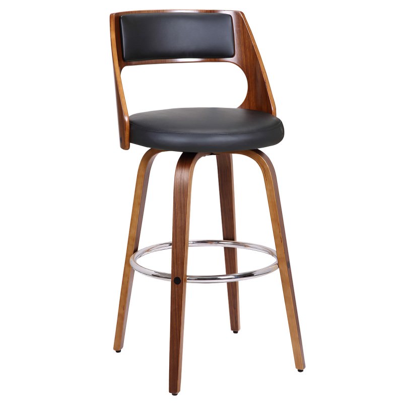 Oslo Commercial Grade Swivel Bar Stool, Black / Walnut ...