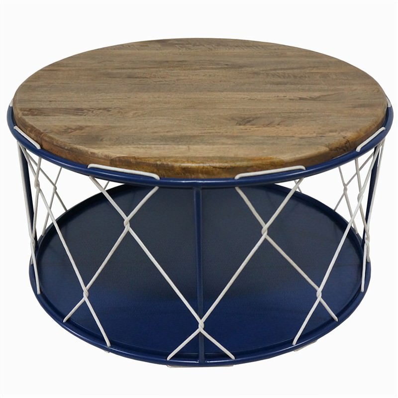 Luton Timber Top Metal Frame 80cm Round Coffee Table