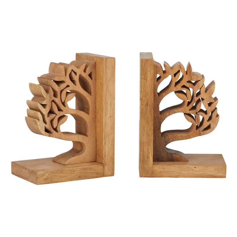 Tree of Life 2 Piece Acacia Timber Bookend Set