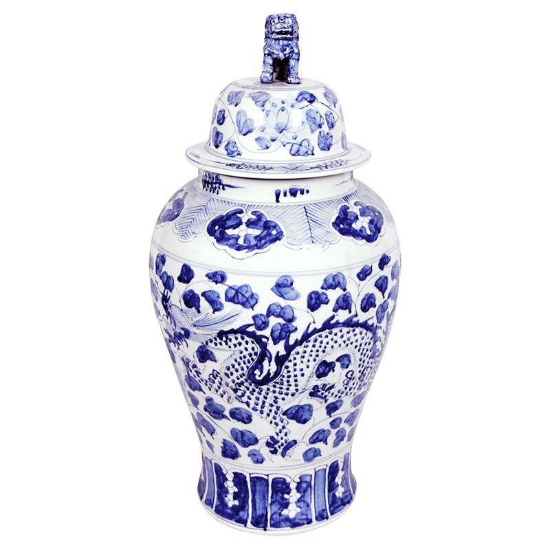 Kherla Blue and White Porcelain Urn with Lid