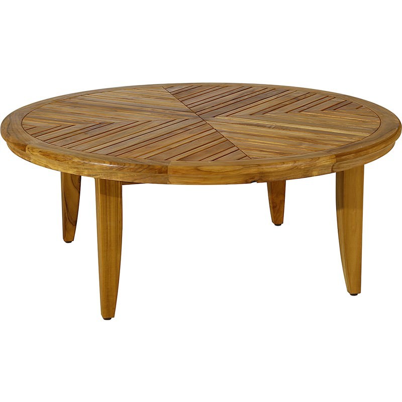 Sofia Solid Teak Timber Round Indoor Outdoor Coffee Table 114cm | 55 l lucia outdoor coffee table light weight concrete natural teak leg modern.