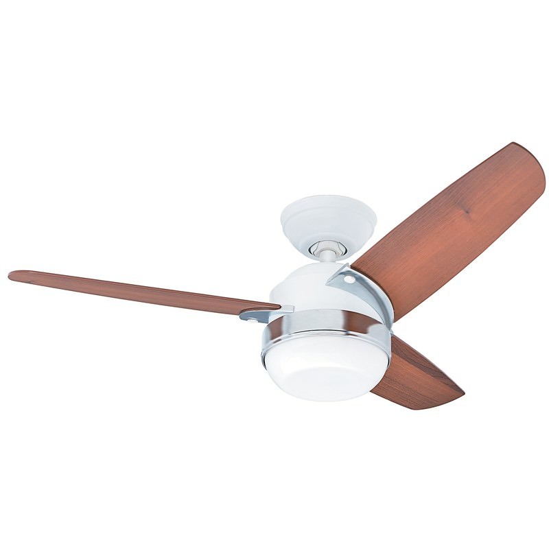 Hunter Nova White Ceiling Fan With Light Brown Blades