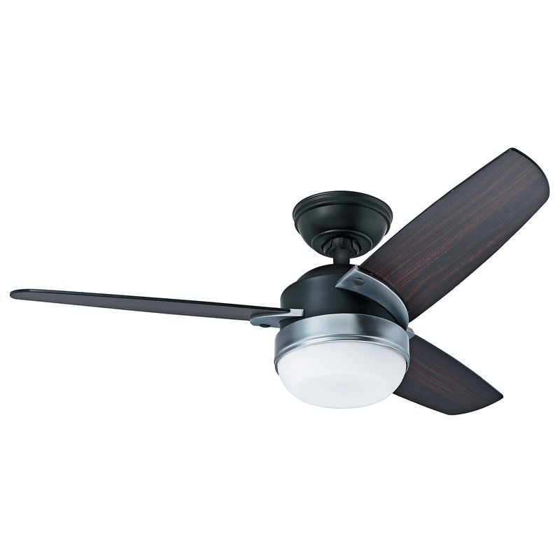 Hunter Nova Commercial Grade Black Ceiling Fan With Dark Walnut
