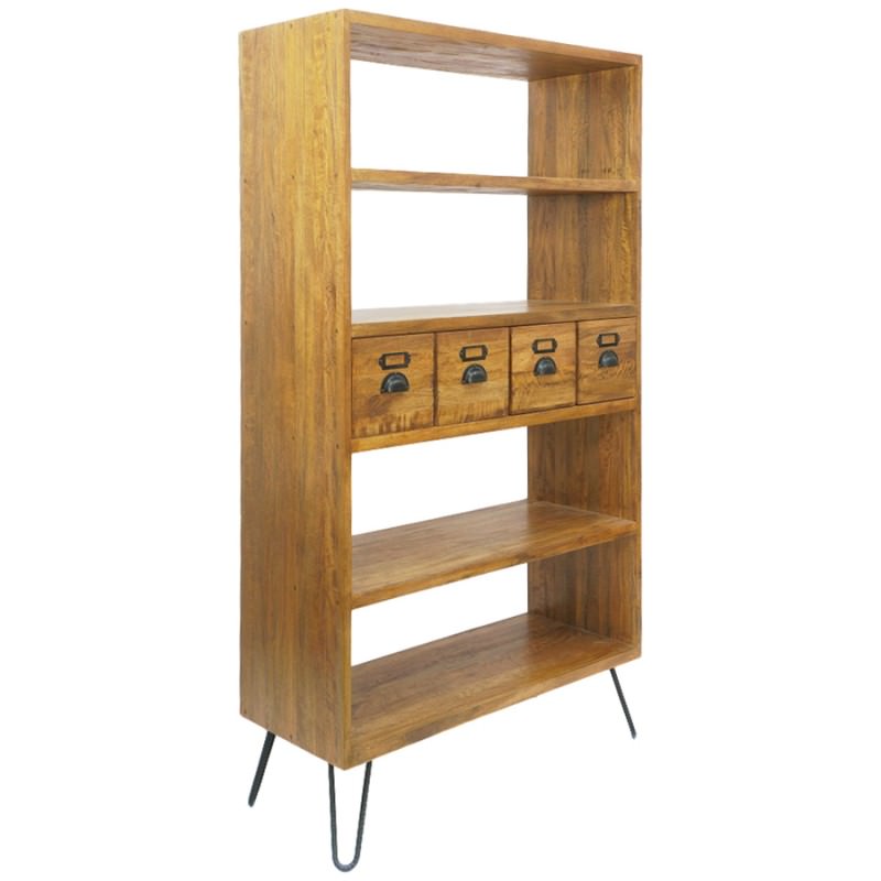 leroy mango wood iron bookcase