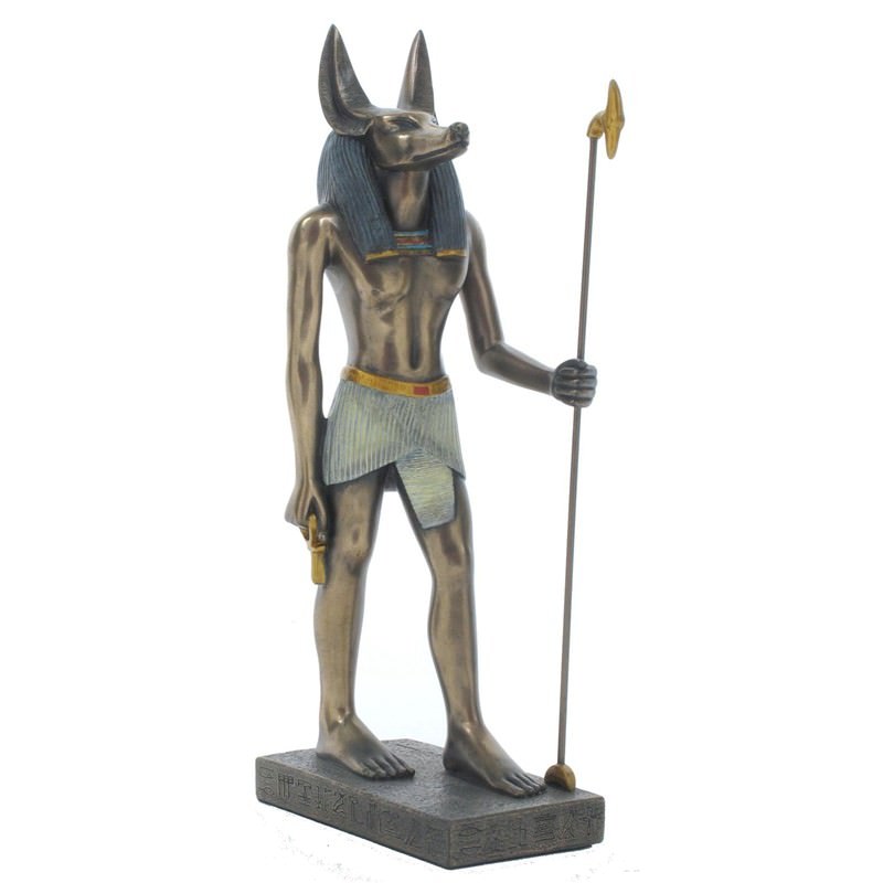Cast Bronze Egyptian Mythology Figurine, Standing Anubis, Small