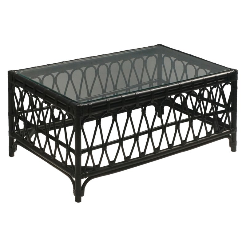 Albion Rattan Coffee Table, 100cm, Black